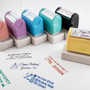 Yellow Medium Self Inking Stamp for Names, Address, Business, Teacher, or Signature.  5 Ink Colors Available. Custom Personalized 60mmx20mm.