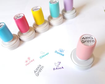 Personalized Name Stamp: Peach Circle Self Inking Custom Stamp (25mm)