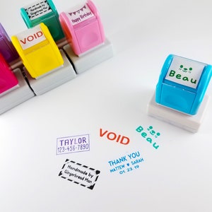 Personalized Rectangle Self Inking Stamp: Business, Teacher, Logo (35mm x 20mm)