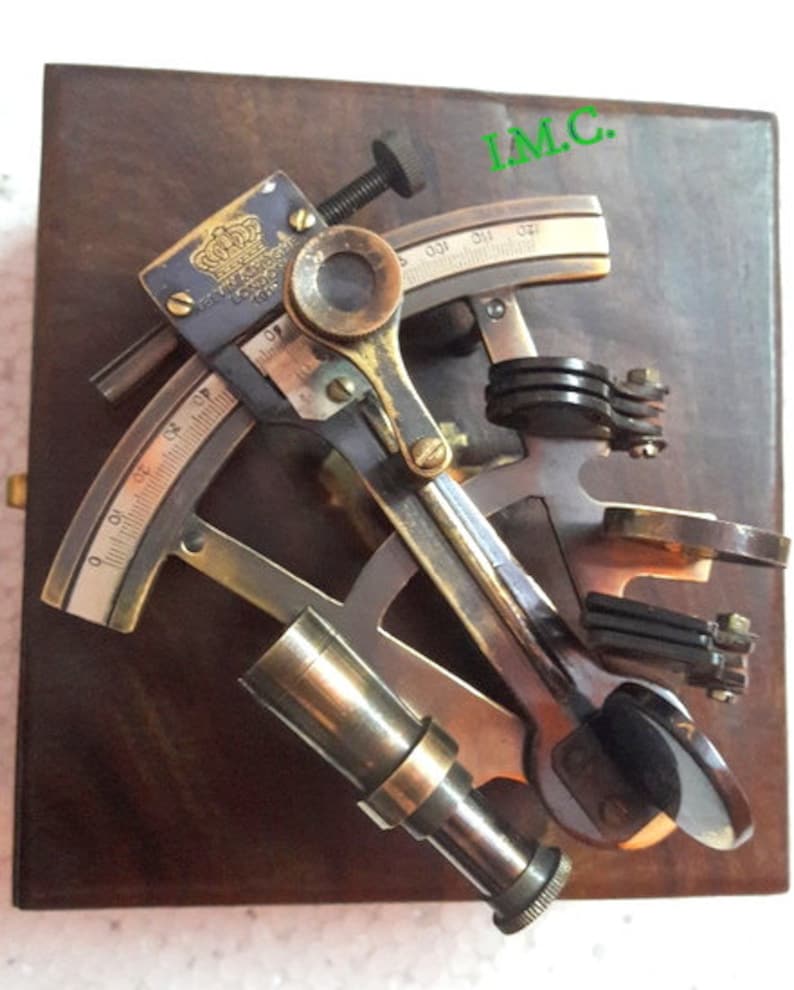 Handmade Nautical Brass Working Sextant With Wooden Box Vintage Royal Marin Gift