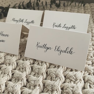 Calligraphy Place Cards, Wedding Escort Cards, Folded Place Cards
