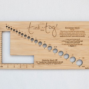 Multipurpose Knitting Needle Gauge and Swatch Ruler