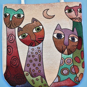 Tapestry Bag Tote Cats Shopping Beach Gym Shoulder 16&quot;x 15&quot; Unique Design New