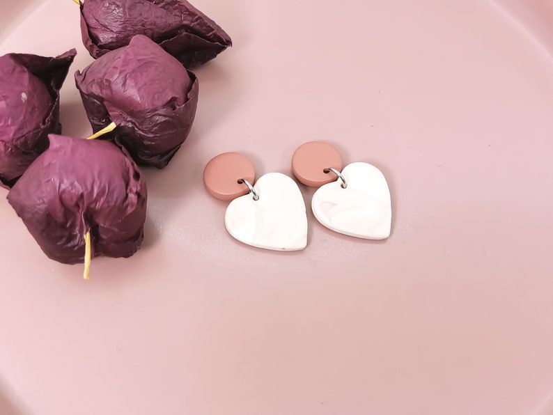 Quirky Earrings Girls Polymer Clay Earrings Colorful Clay Heart Earrings Everyday Heart Clay Earrings Funky Earrings Handmade
