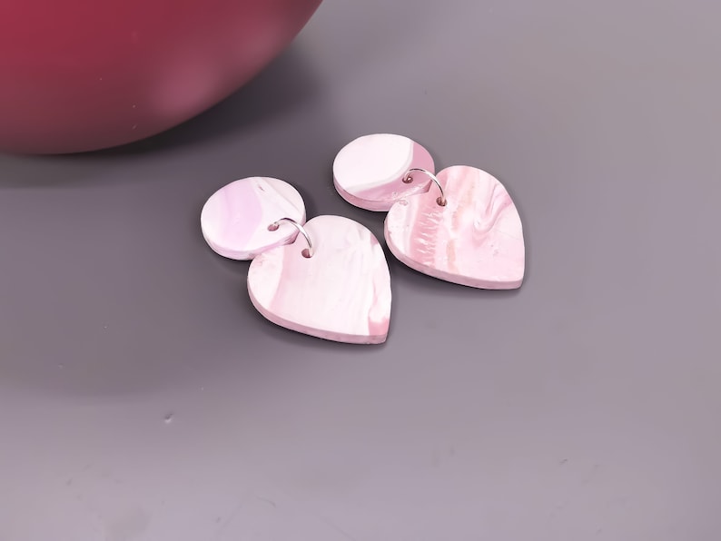Quirky Earrings Girls Polymer Clay Earrings Colorful Clay Heart Earrings Everyday Heart Clay Earrings Funky Earrings Handmade