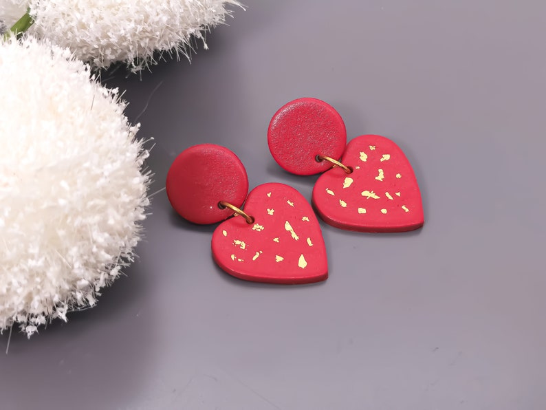 Quirky Earrings Girls Polymer Clay Earrings Colorful Clay Heart Earrings Everyday Heart Clay Earrings Funky Earrings Handmade