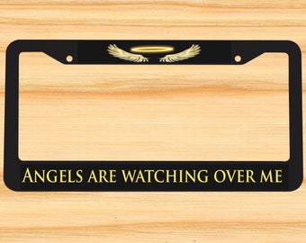 Fast Service Designs Angel Girl License Plate Religious Gothic Emblem Woman Black Version