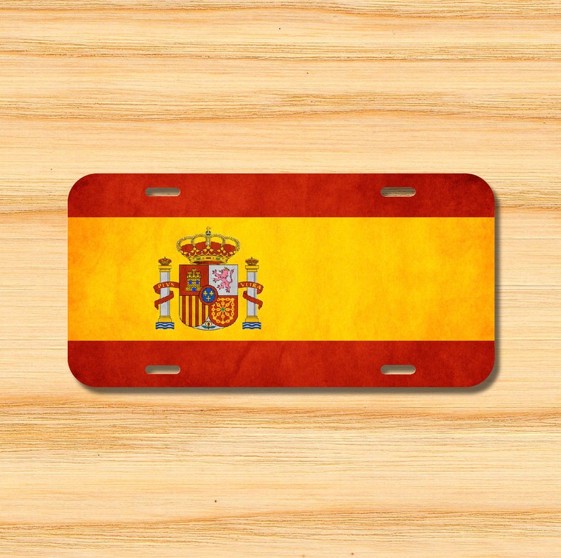 Spain Spanish Flag Madrid Vehicle License Plate Front Auto Etsy