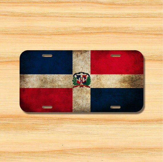 DOMINICAN REPUBLIC FLAG Metal License Plate Frame Tag Holder