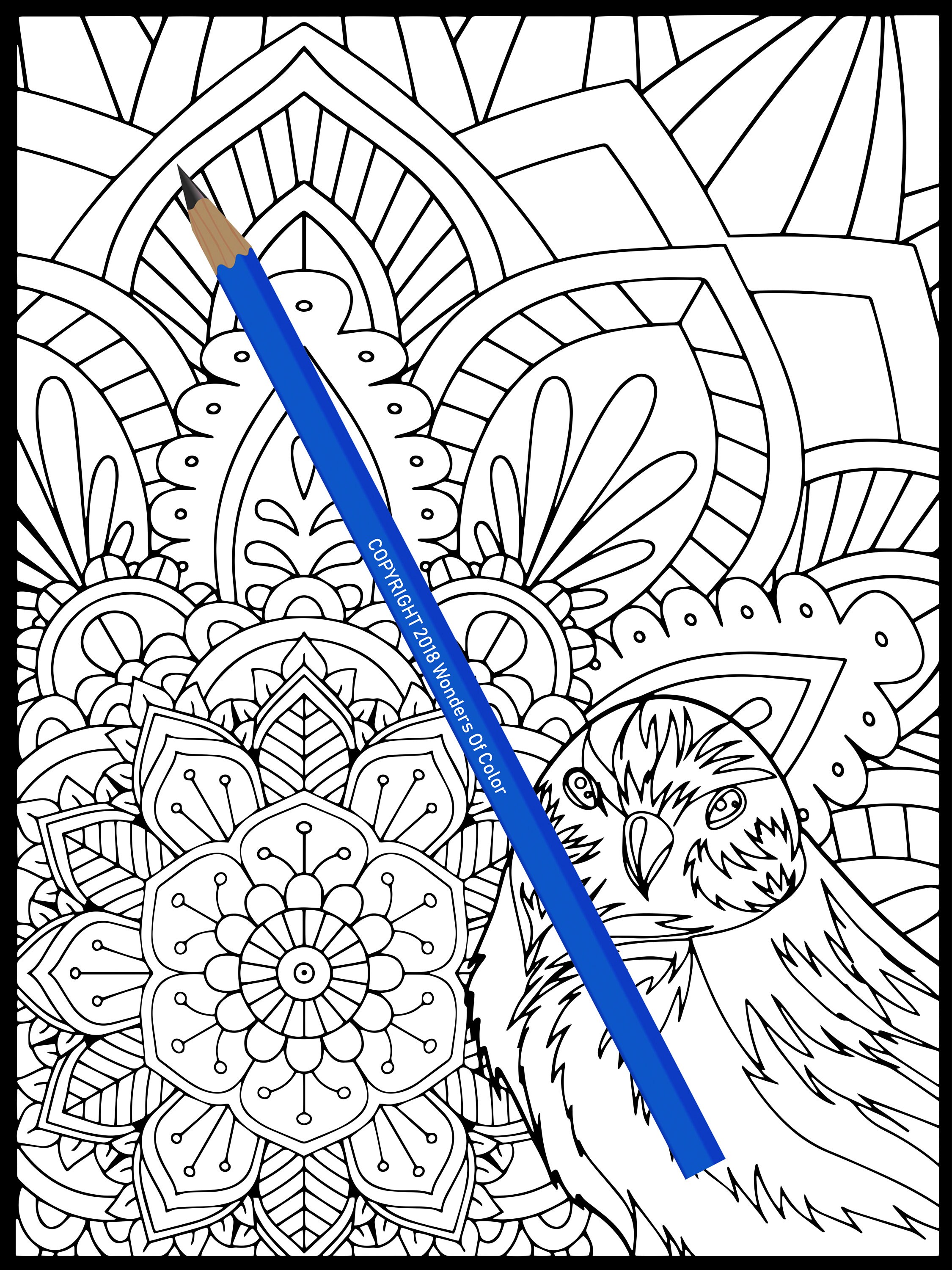 Printable Adult Coloring Page | Mandala and Bird | Stress Management ...
