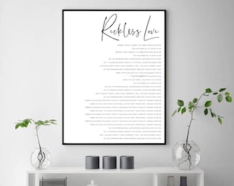 Cory Asbury, Isreal Houghton Reckless Love Worship Lyrics Art Print, Elevation Worship Lyrics, Reckless Love Song Lyric, Christian Wall Sign