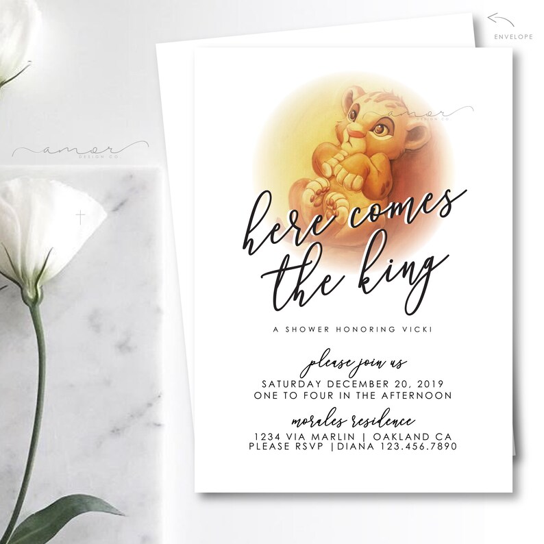 Modern Lion King Baby Shower Invitation Minimalist Lion King Etsy