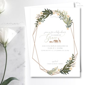 Set di inviti stampabili per baby shower Safari nella giungla moderna, biglietti di ringraziamento per Safari nella giungla moderna, biglietti di consigli per il caro bambino Safari nella giungla