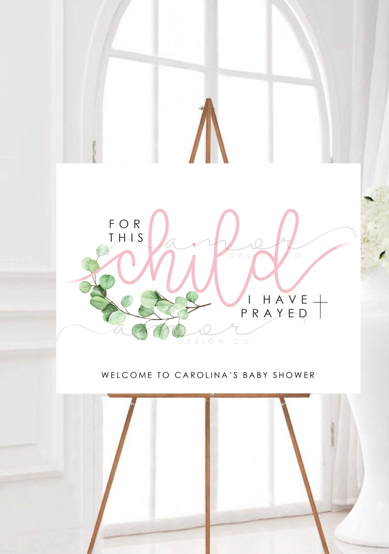 Minimalist Christian Leaf Baby Shower Invitation, For this Child I have Prayed Baby Shower Invitation, Modern Christian Baby Shower Invitati image 6