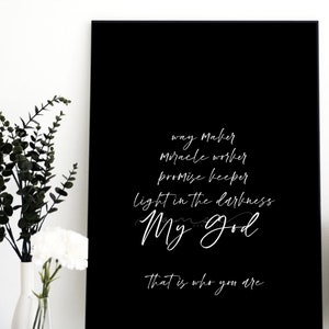 Way Maker Sinach Lyrics Art Print, Way Maker Lyrics, Way Maker, Miracle Worker, Promise Keeper, Light in the Darkness, My God, Wall Sign image 2