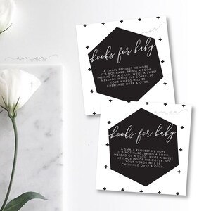 Swiss Cross Baby Shower Books For Baby Cards, Book Card, Czarno-białe minimalistyczne zaproszenie na Baby Shower, Baby Modern Cross Pattern Baby