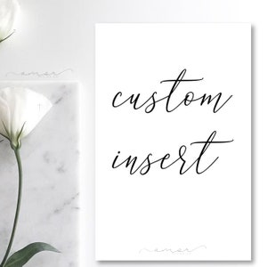 Aangepaste insert, uitnodigingskaart, uitnodiging invoegen add-on kaart, aangepast grafisch ontwerp, inpakken in clear, neem een boek mee, loterijkaart