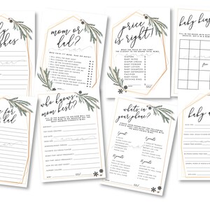 Baby It&#39;s Cold Outside Gry na Baby Shower, Nowoczesne gry na Baby Shower w zimie, Minimalistyczne gry zimowe, Nowoczesne gry na Baby Shower do druku, Gry