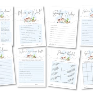 Boy Story Baby Shower Games, A Boy Story Baby Shower Games, Moderne Boy Story Games, Minimalistische Boy Story Games, Set speelgoedspellen voor douche