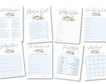 Juegos de baby shower de Boy Story, juegos de baby shower de A Boy Story, juegos de historias de niños modernos, juegos minimalistas de historias de niños, conjunto de juegos de juguetes para la ducha