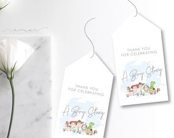 Boy Story Baby Shower Gift Tags, It's a Boy Story Birthday Gift Tags, Modern Boy Story, Boy Story, party favors, Thank you, Toy Favor  Tags
