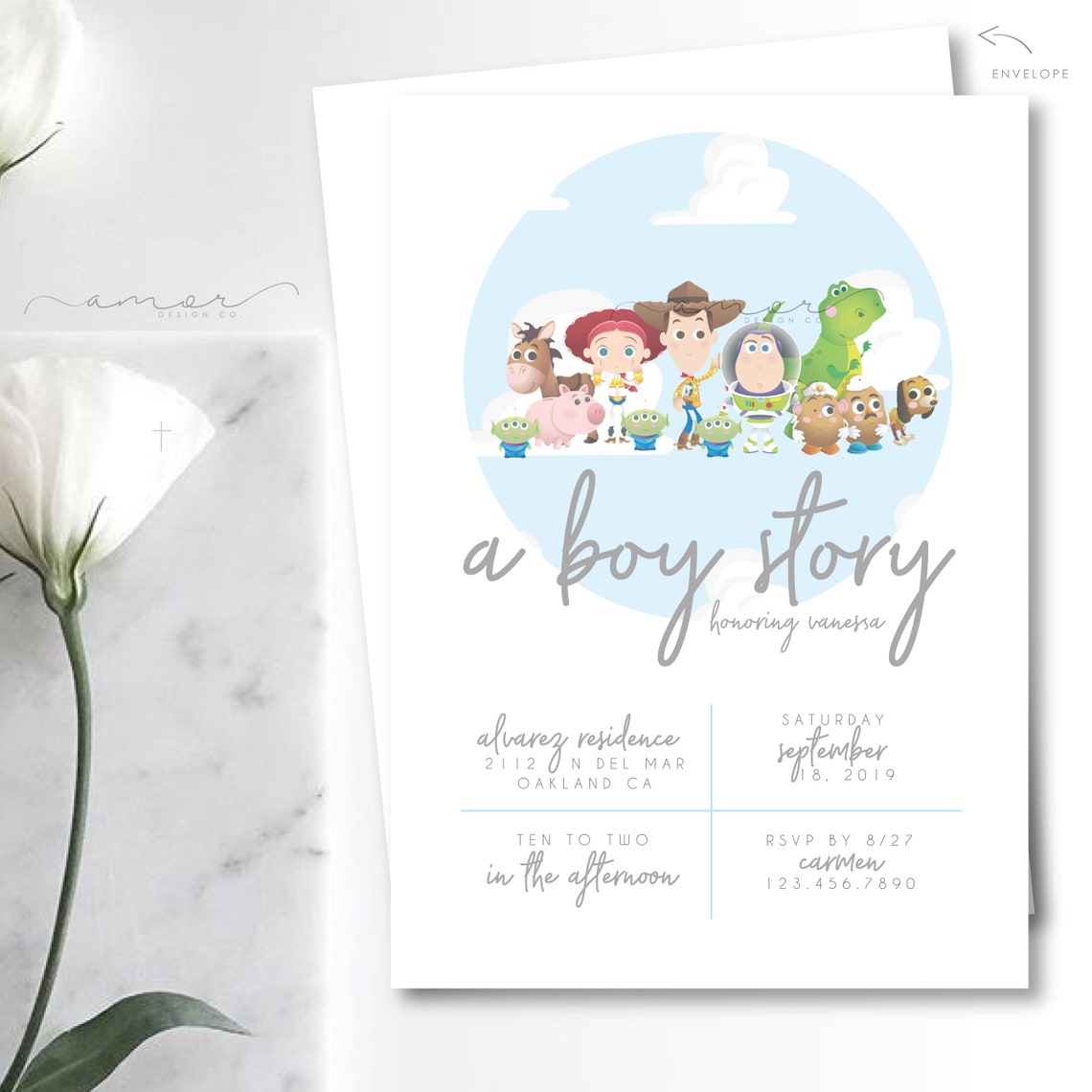 Boy story baby shower ideas: It's a Boy Story Baby Shower invitation