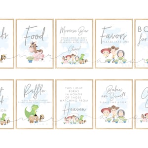 Señales de baby shower de Boy Story, señalización de baby shower de una historia de niño, letrero de historia de niño moderno, letreros minimalistas de historia de niño, conjunto de letreros de juguete para la ducha