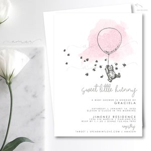 Modern Bear Baby Shower Invitation, Modern Bear, Sweet little Hunny, Classic Bear Baby Shower, Balloon Bear Shower Theme