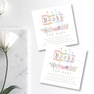 Babyland Baby Shower Books für Baby Karte, Bucheinlage, Modern, Minimal, Muted Rainbow, Pastel, Happy shower on earth, Bücher für Baby