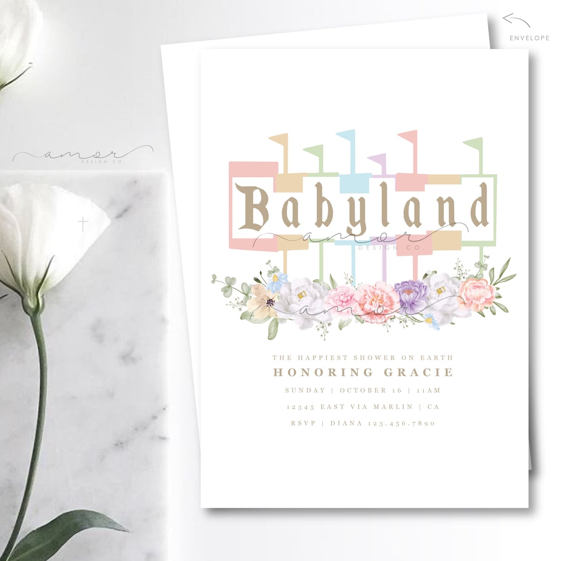 Babyland Baby Shower Invitation 1st Birthday Modern Etsy