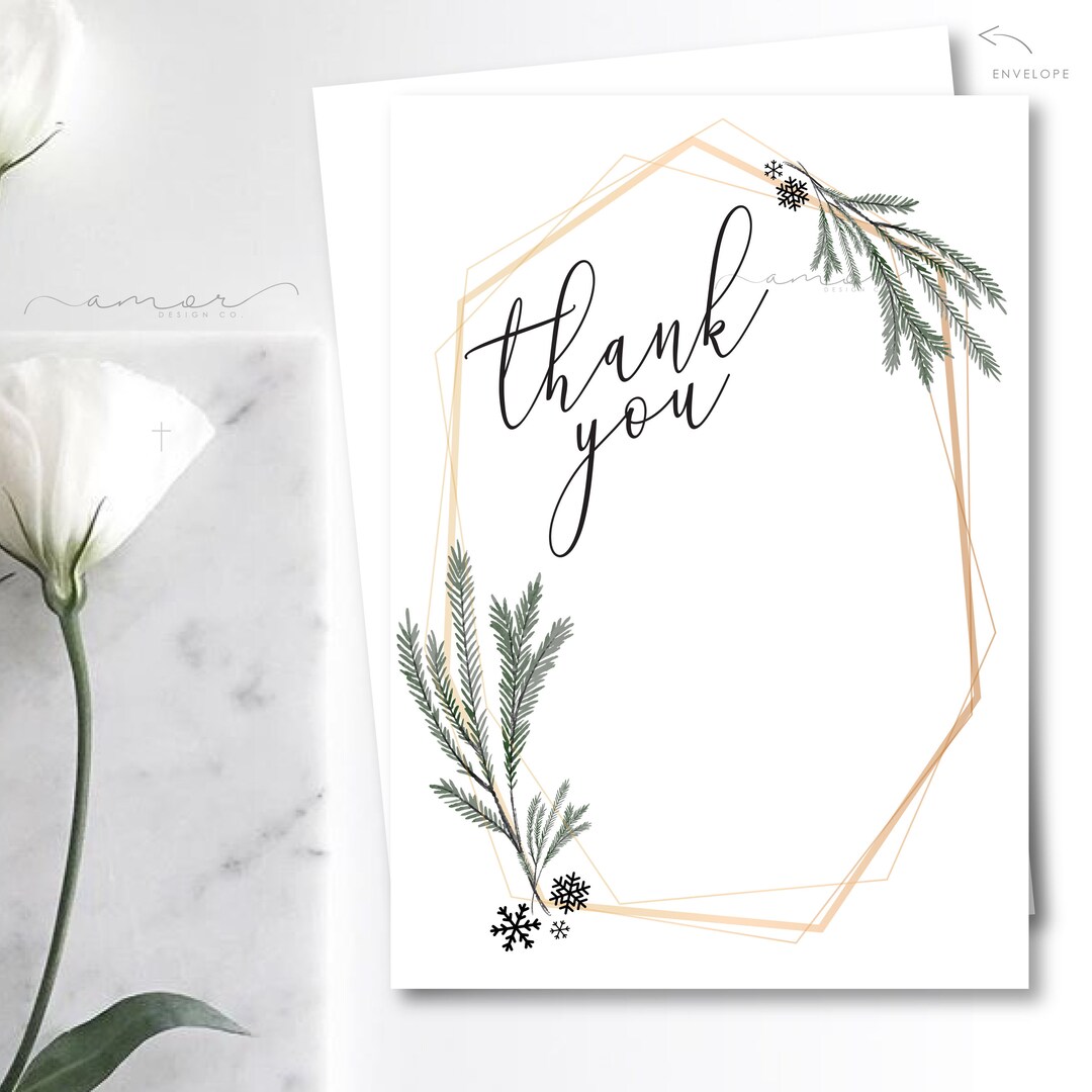 Modern Winter Thank You Cared, Winter Wonderland Baby Shower, Modern