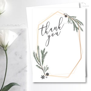 Moderne winter dank u verzorgd, Winter Wonderland Baby Shower, moderne Pine dank u, minimalistische winter dank u kaart, vakantie dank u