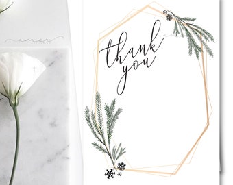 Modern Winter Thank You Cared, Winter Wonderland Baby Shower, Modern Pine Thank You,  Minimalist Winter Thank You Card, Holiday Thank You