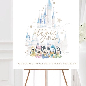 DIGITAL Castle & Friends Baby Shower Welcome Sign, Modern, Muted, Happiest shower on earth, happiest birthday on earth, A little magic