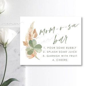 Momosa bar sign, mimosa bar sign, March Baby Shower decor, A little Luck is on the Way Baby Shower, Lucky Four Leaf Clover Baby Shower