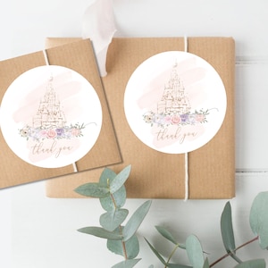 Once Upon A Time Windel Sticker, Minimalistisch, Modern, Aquarell, Pastell Blumen, Gold, zierliche, schlicht, gedeckt, Gastgeschenke, Aufkleber