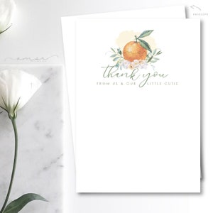 Een beetje cutie oranje thema Thank You Cards, Onze kleine cutie Thanks You, Cutie Oranges, Aquarel Oranje bedankkaarten