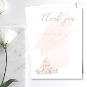 Once Upon A Time Castle Baby Shower Dankeskarte, Geburtstag Dankeskarte, Modern, Aquarell, PastellBlumen, Gold, zierliche, schlichte, gedeckte