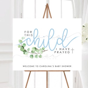 Minimalist Christian Leaf Baby Shower Invitation, For this Child I have Prayed Baby Shower Invitation, Modern Christian Baby Shower Invitati image 7