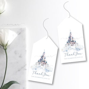 A little Prince is on the way Castle Favor Tags, First Birthday, Minimalist, Modern, Watercolor, Clouds, Stars, Storybook,blue, thank you