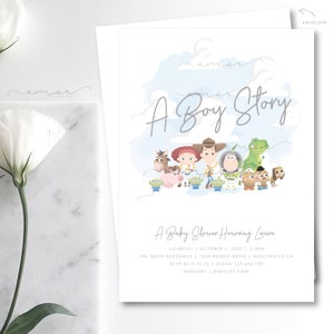 A Boy Story Baby Shower Invitation, Modern Boy Story Invitation, Baby Shower Invitations, It's a Boy Story Invitation