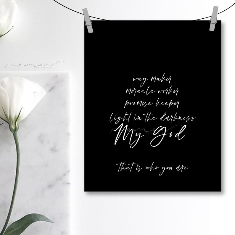 Way Maker Sinach Lyrics Art Print, Way Maker Lyrics, Way Maker, Miracle Worker, Versprechen keeper, Licht in der Dunkelheit, mein Gott, Wandschild Bild 3