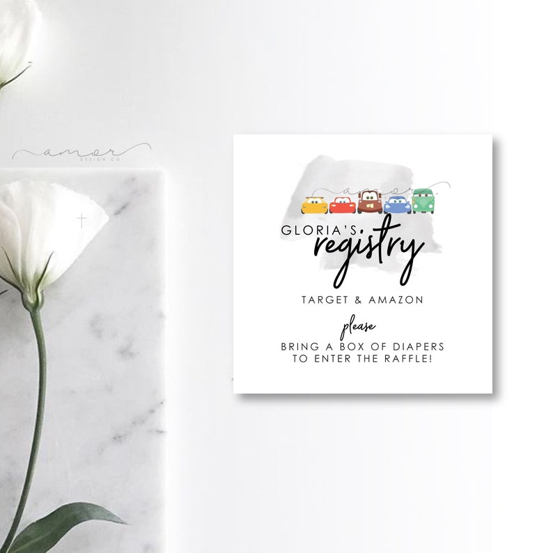 Disney Cars Modern Baby Shower Invitation Watercolor Cars Etsy