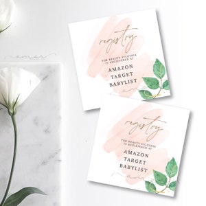 Glas Rose babyshower registerkaart, Bedekt glas roos, Glas clochet, insert, verhaal zo oud als de tijd, betoverde roos, geboortelijst kaart