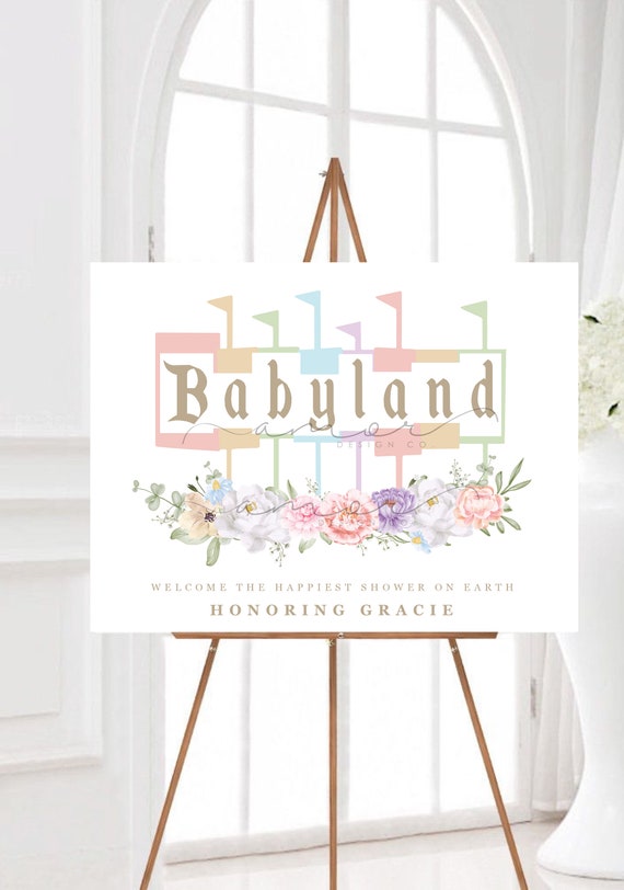 Babyland Baby Shower Sign Birthday Modern Minimal Etsy