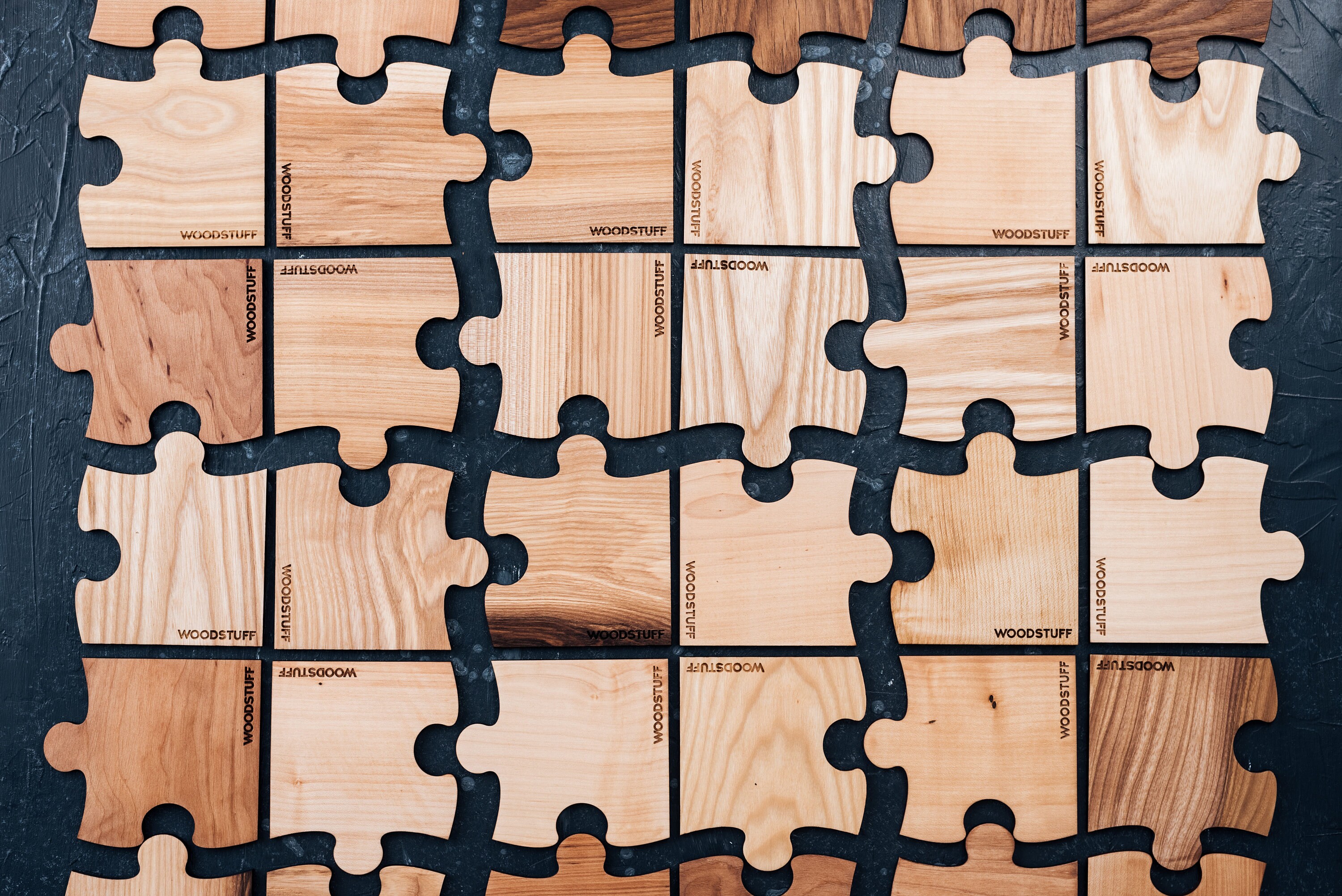 Jigsaw Puzzle Piece Coasters Set of 4 Personalized Wooden Etsy