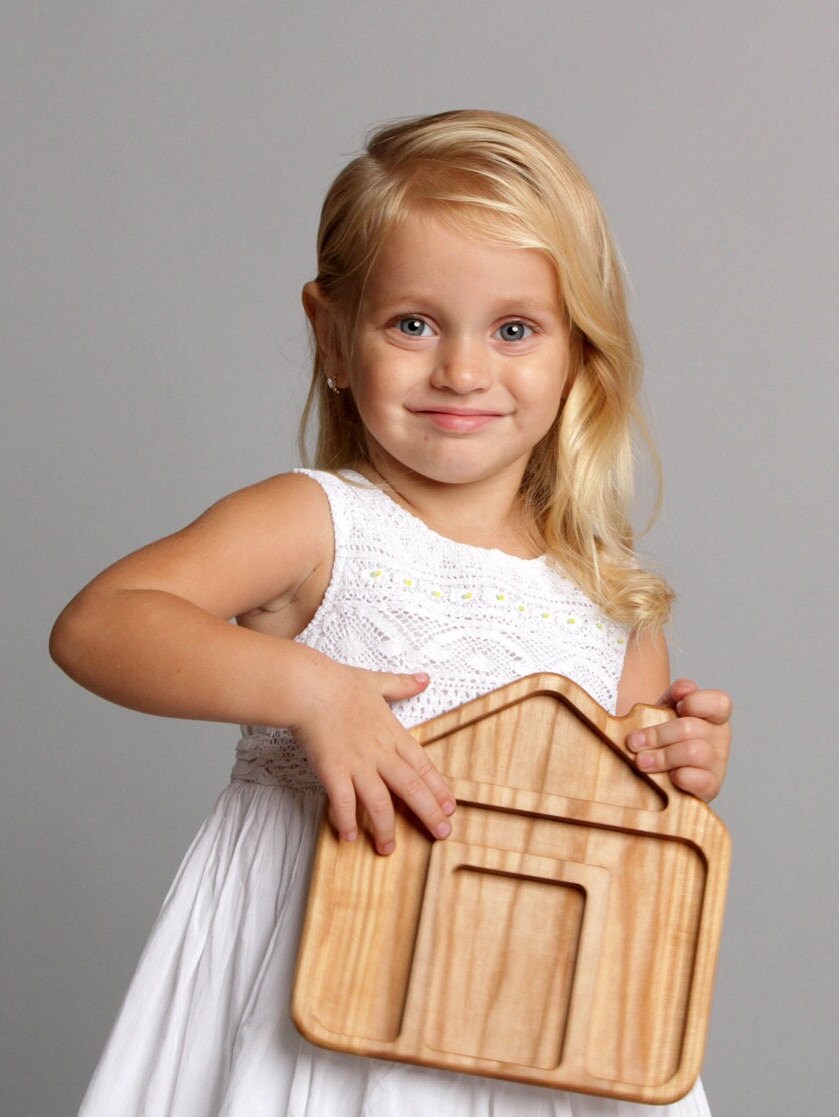 Divided Wooden Plates for Toddlers House Ash Wood Child Etsy