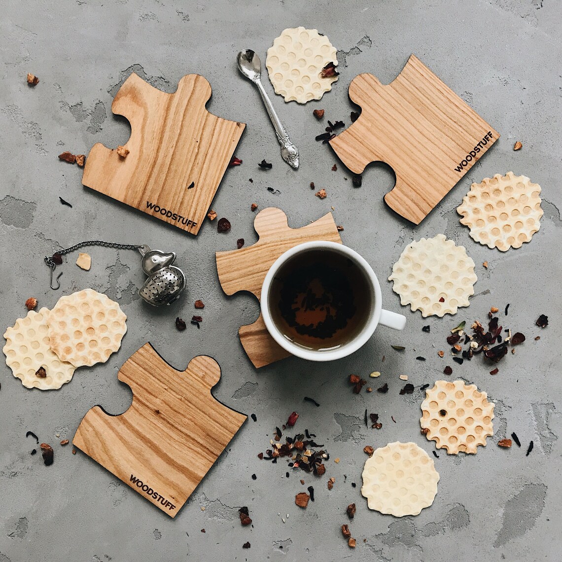 Jigsaw Puzzle Piece Coasters Set of 4 Personalized Wooden Etsy