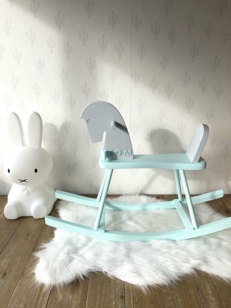 Personalized wooden rocking horse