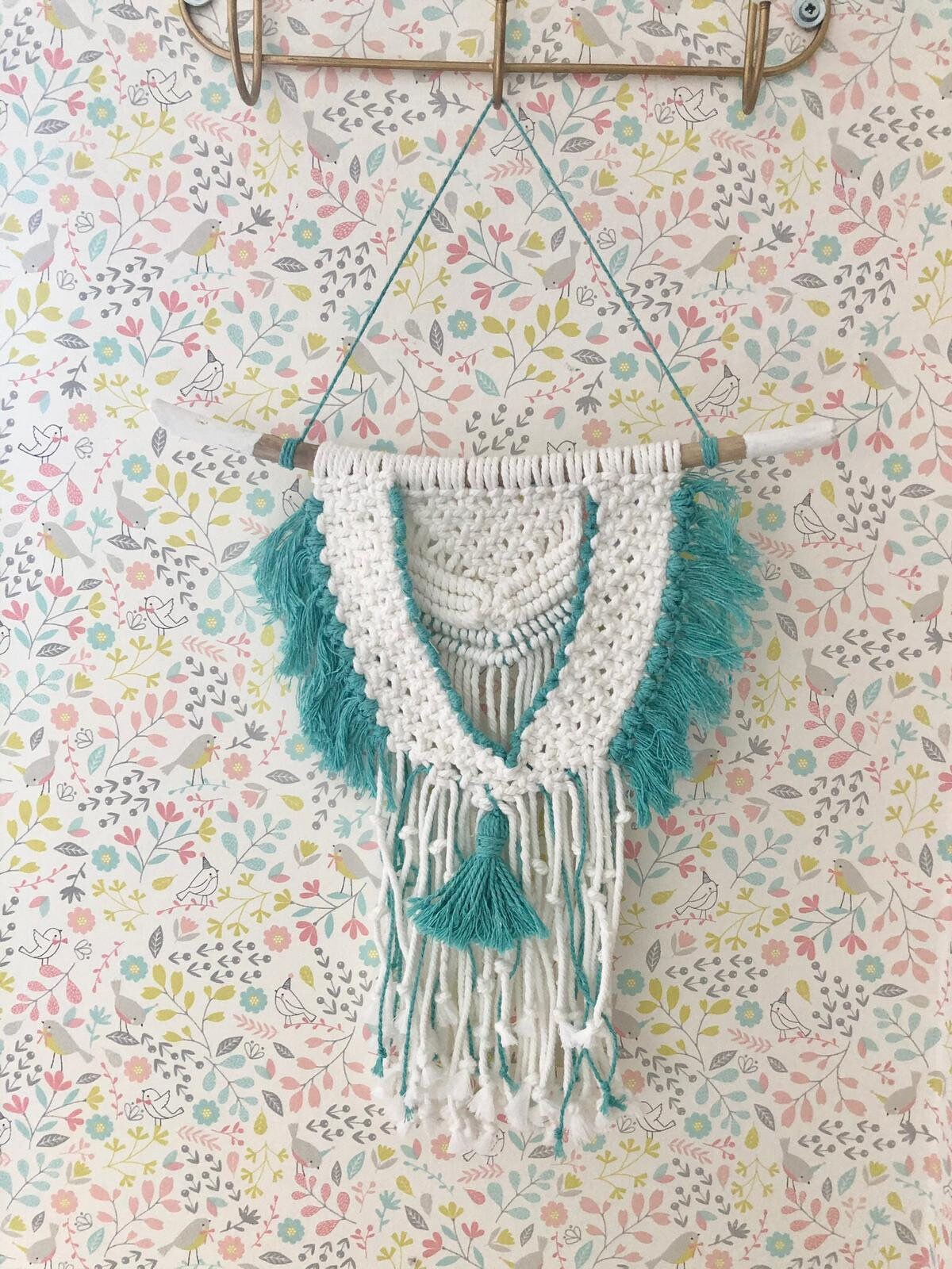 Fanion Macramé sur Son Bois Flotté